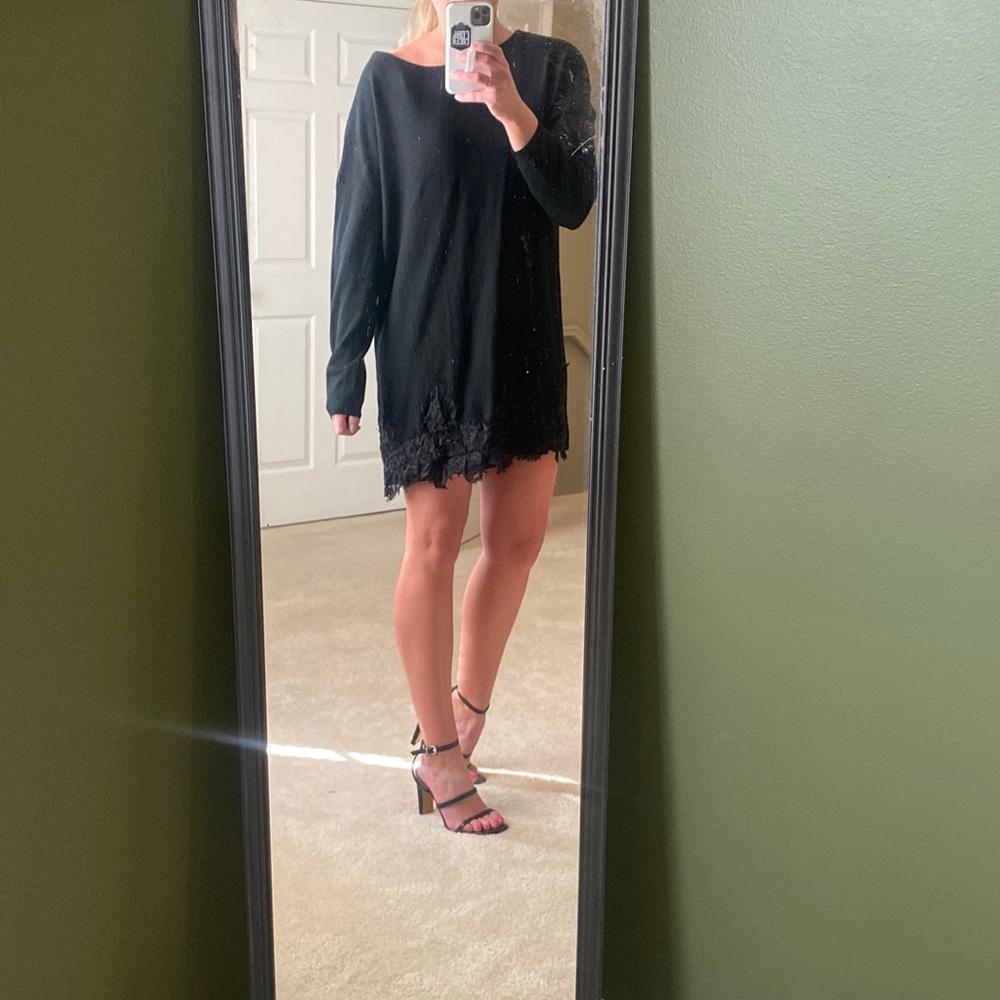Black long sleeve sweater dress